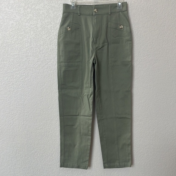 NWT Blu Pepper Crop Pant Button Olive size Medium - Picture 2 of 14